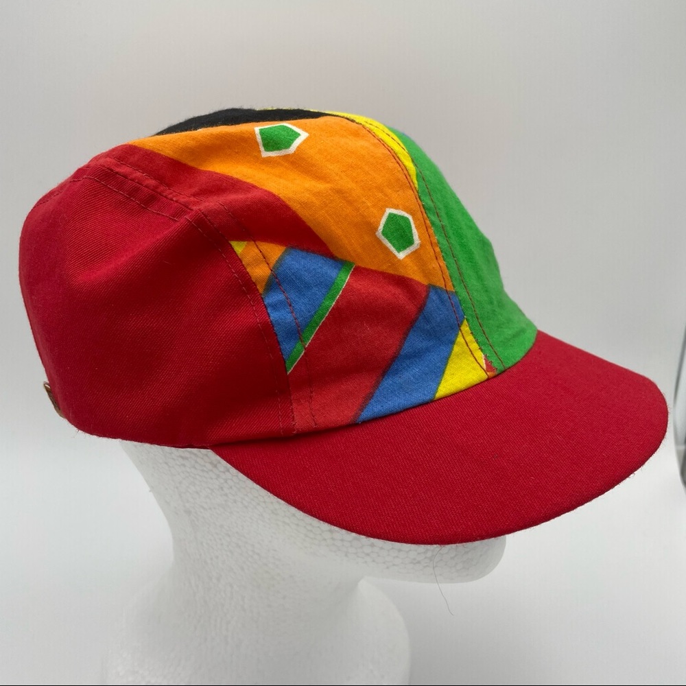 VINTAGE 5 Panel Brightly Colored Hat Made in the USA